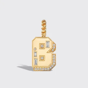 JUMBO YELLOW GOLD DIAMOND LETTER AND NUMBER PENDANT>Boochier Best