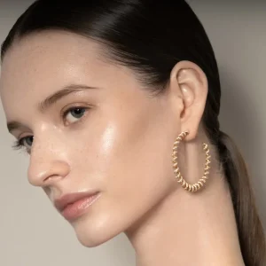 JUMBO YELLOW GOLD DIAMOND SLINKEE EARRINGS>Boochier Clearance