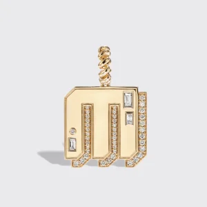 JUMBO YELLOW GOLD DIAMOND LETTER AND NUMBER PENDANT>Boochier Best