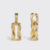 JUMBO YELLOW GOLD HALF DIAMOND TIES BUCKLE EARRINGS>Boochier Sale