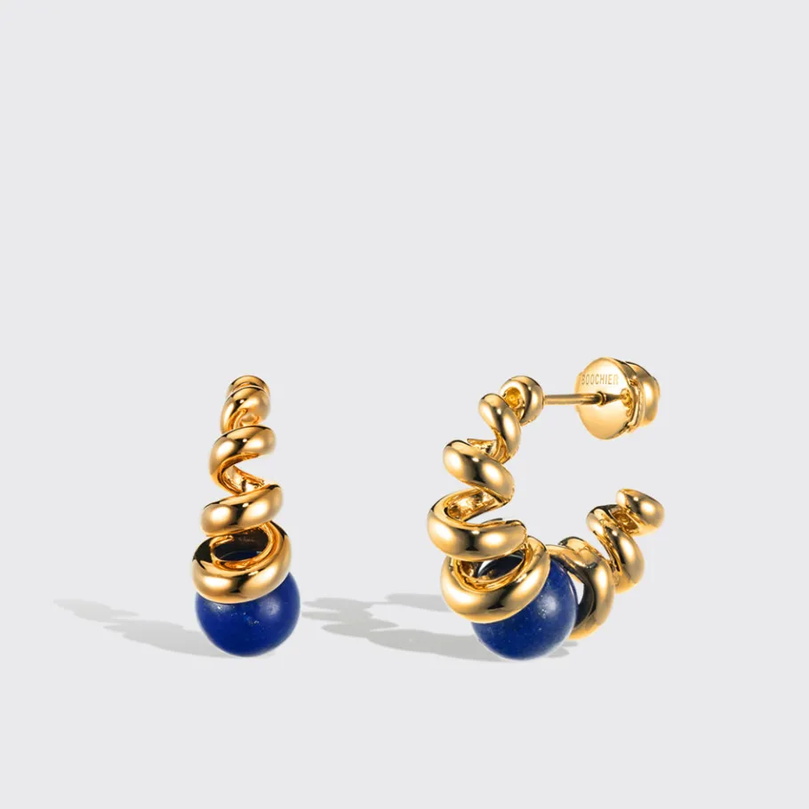 lapis_small_yellow_gold_g_0.webp LAPIS SMALL YELLOW GOLD GUMBALL SLINKEE EARRINGS>Boochier Fashion