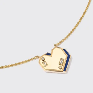 LAPIS YELLOW GOLD HEART NECKLACE>Boochier Hot