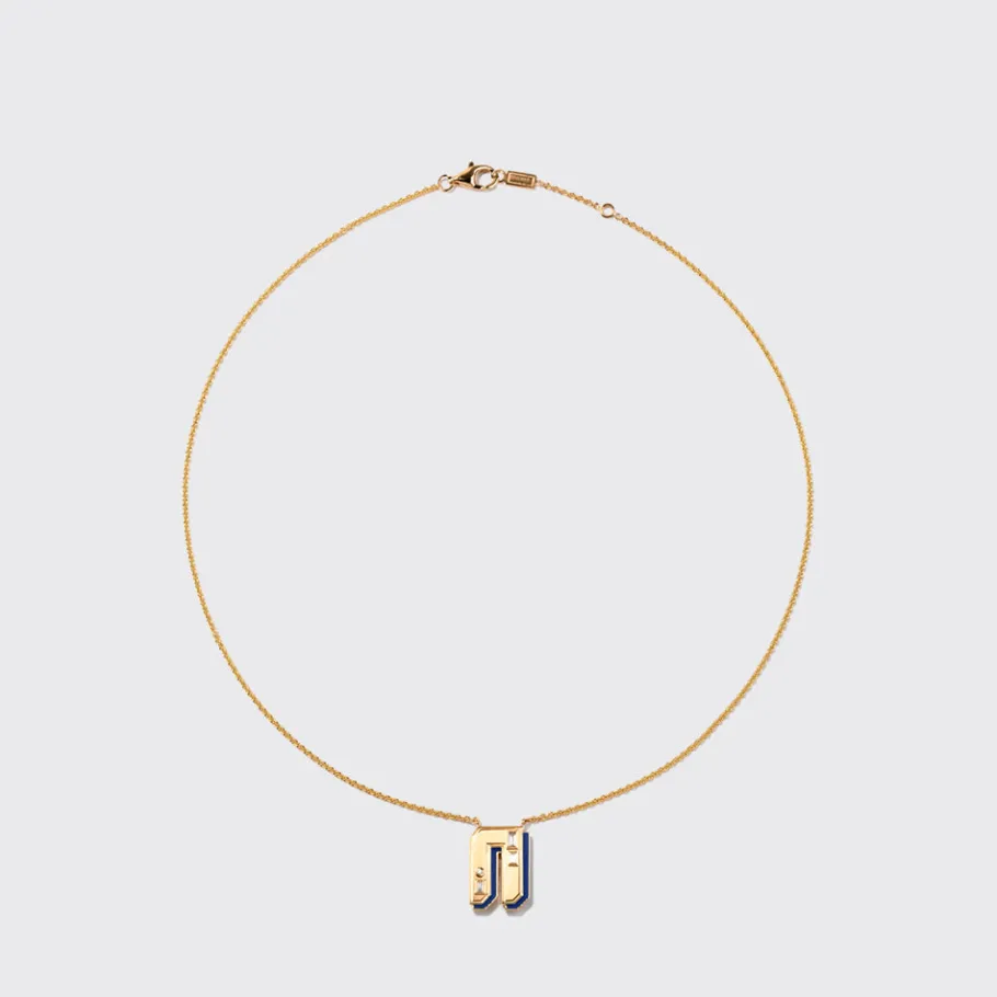 lapis_yellow_gold_letter__8.webp LAPIS YELLOW GOLD LETTER NECKLACE>Boochier Hot