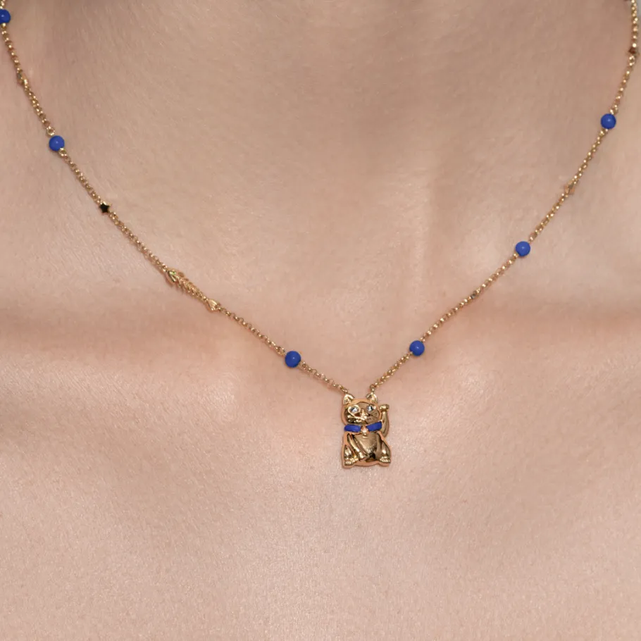 lapis_yellow_gold_lucky_c_1.webp LAPIS YELLOW GOLD LUCKY CAT DIAMOND NECKLACE>Boochier Hot