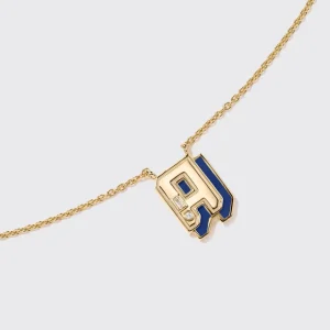 LAPIS YELLOW GOLD MINI LETTER NECKLACE>Boochier Discount