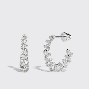 LARGE WHITE GOLD DIAMOND SLINKEE EARRINGS>Boochier Hot