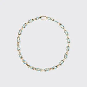 LIGHT BLUE FIVE DIAMOND FRUIT HOOPS NECKLACE>Boochier Discount