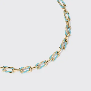 LIGHT BLUE FIVE DIAMOND FRUIT HOOPS NECKLACE>Boochier Discount