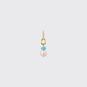 LIGHT BLUE SINGLE PEARL DIAMOND B-BOY EARRING>Boochier Online