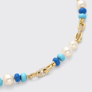 LIGHT BLUE-DARK BLUE DIAMOND B-BOY CHAIN NECKLACE>Boochier Fashion