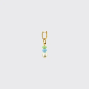 LIGHT BLUE-LIME GREEN SINGLE PEARL DIAMOND B-BOY EARRING>Boochier Online