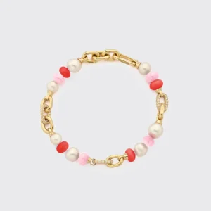 LIGHT PINK-RED DIAMOND B-BOY CHAIN BRACELET>Boochier Best