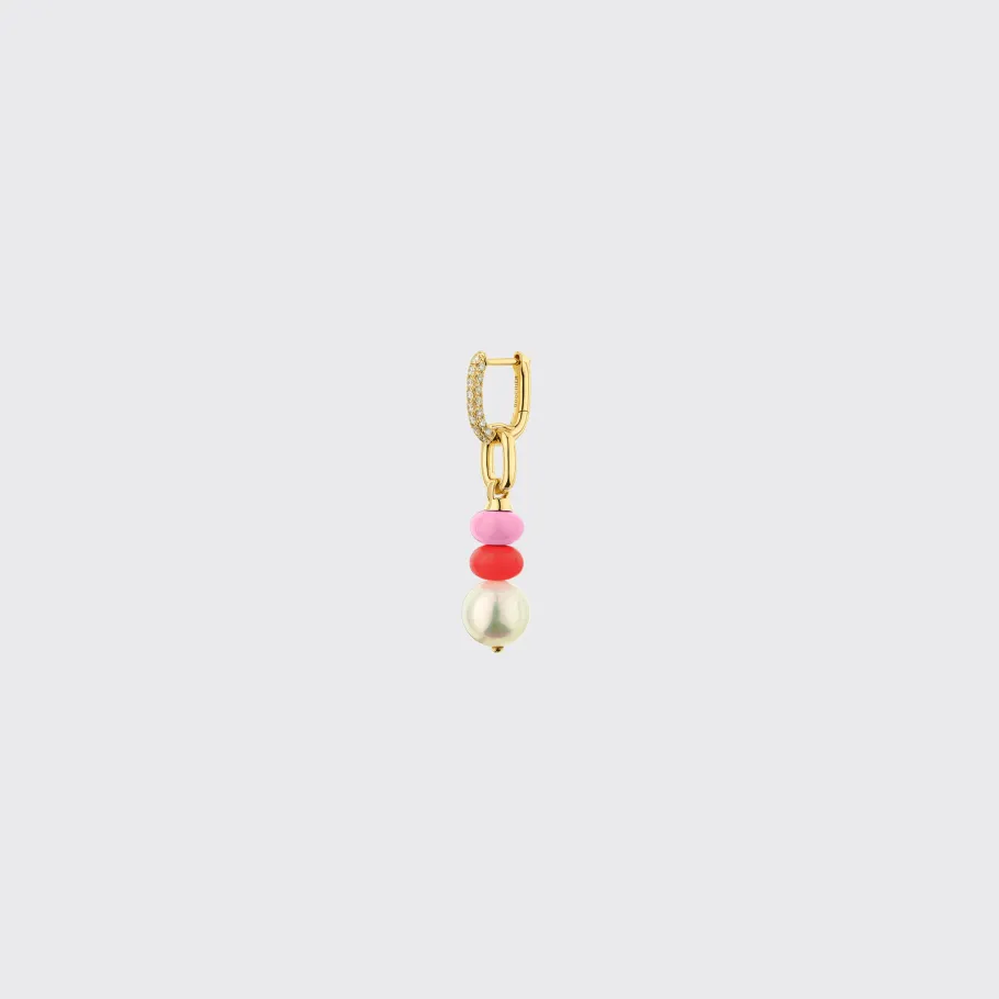 light_pinkred_single_pear_1.webp LIGHT PINK-RED SINGLE PEARL DIAMOND B-BOY EARRING>Boochier Discount