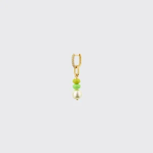LIME GREEN-NEON YELLOW DOUBLE PEARL DIAMOND B-BOY EARRING>Boochier Sale