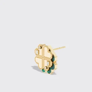 MALACHITE YELLOW GOLD CLOVER LEAF STUDS>Boochier Fashion