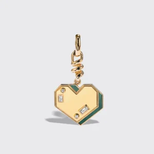 MALACHITE YELLOW GOLD HEART CHARM>Boochier Discount