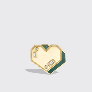 MALACHITE YELLOW GOLD HEART STUDS>Boochier Online