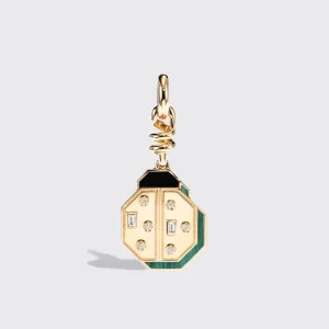 MALACHITE YELLOW GOLD LADYBUG CHARM>Boochier Online