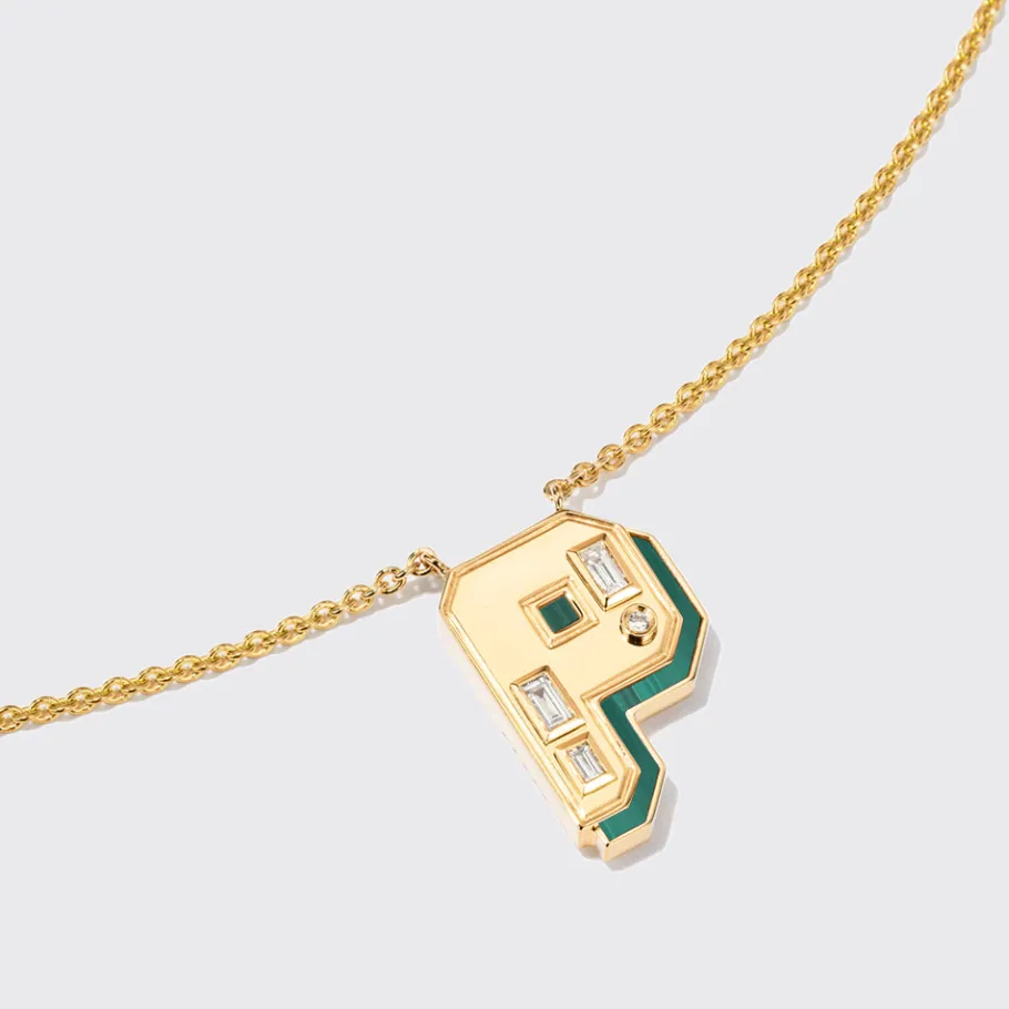 malachite_yellow_gold_let_11.webp MALACHITE YELLOW GOLD LETTER NECKLACE>Boochier New