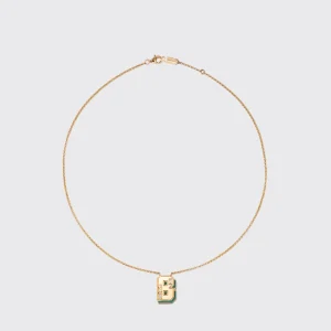 MALACHITE YELLOW GOLD LETTER NECKLACE>Boochier New