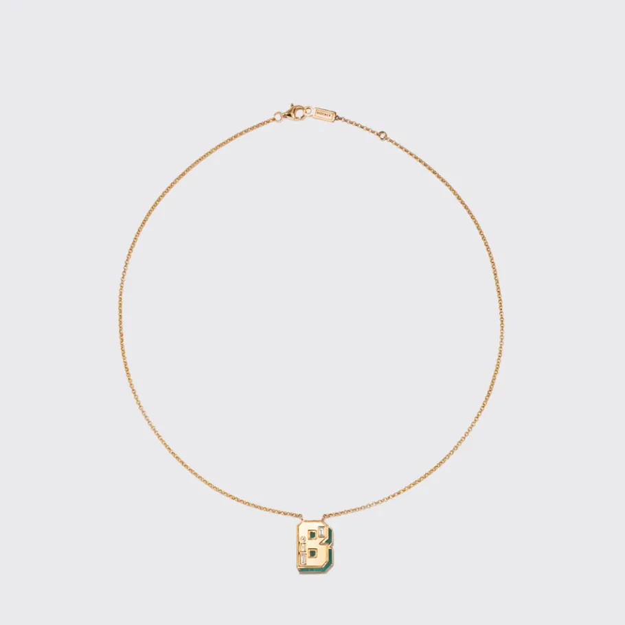 malachite_yellow_gold_let_2.webp MALACHITE YELLOW GOLD LETTER NECKLACE>Boochier New