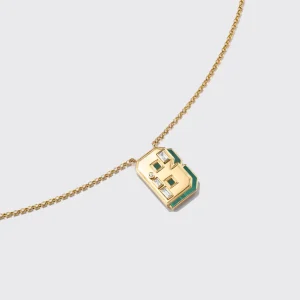 MALACHITE YELLOW GOLD LETTER NECKLACE>Boochier New