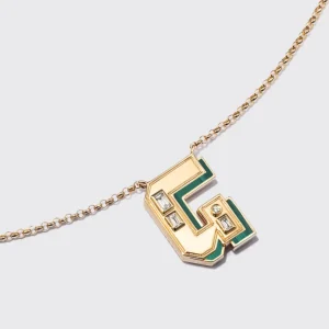 MALACHITE YELLOW GOLD LETTER NECKLACE>Boochier New