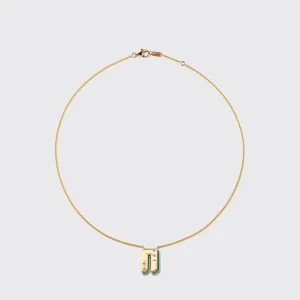 MALACHITE YELLOW GOLD LETTER NECKLACE>Boochier New