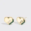 MALACHITE YELLOW GOLD MINI HEART STUDS>Boochier New