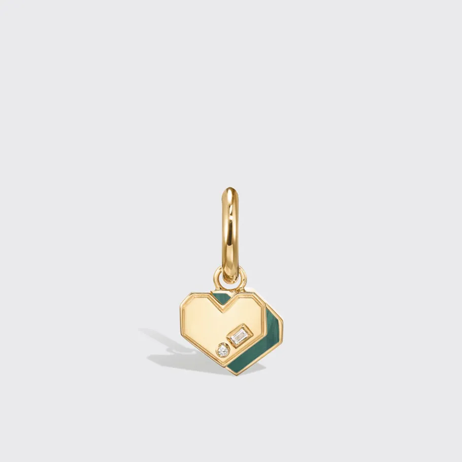 malachite_yellow_gold_min_0-5.webp MALACHITE YELLOW GOLD MINI HEART HOOP MONO EARRING>Boochier Best