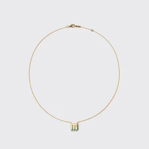 MALACHITE YELLOW GOLD MINI LETTER NECKLACE>Boochier Hot