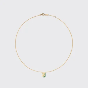 MALACHITE YELLOW GOLD MINI LETTER NECKLACE>Boochier Hot