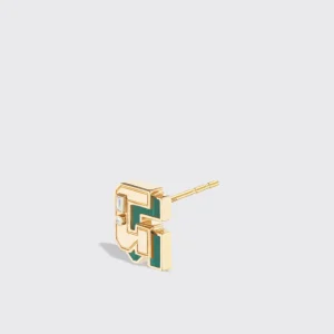 MALACHITE YELLOW GOLD MINI LETTER MONO STUD>Boochier New