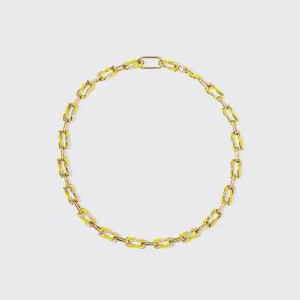 NEON YELLOW FIVE DIAMOND FRUIT HOOPS NECKLACE>Boochier Best