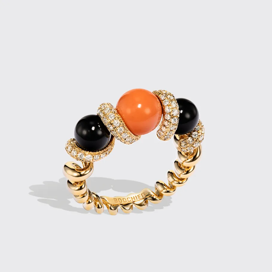 onyx__coral_diamond_gumba_0.webp ONYX & CORAL DIAMOND GUMBALL SLINKEE RING>Boochier Outlet