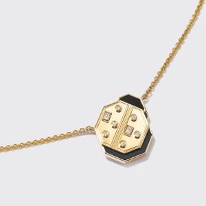 ONYX YELLOW GOLD LADYBUG NECKLACE>Boochier Discount