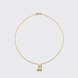 ONYX YELLOW GOLD LETTER NECKLACE>Boochier Outlet