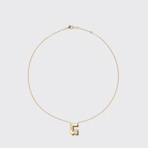 ONYX YELLOW GOLD LETTER NECKLACE>Boochier Outlet