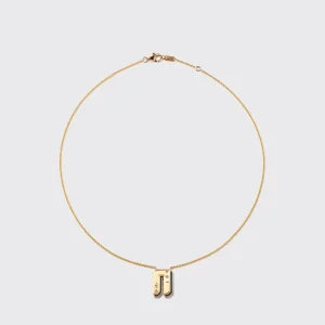 ONYX YELLOW GOLD LETTER NECKLACE>Boochier Outlet