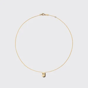 ONYX YELLOW GOLD MINI LETTER NECKLACE>Boochier New