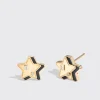 ONYX YELLOW GOLD MINI STAR STUDS>Boochier Clearance