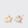 PHOSPHOSIDERITE YELLOW GOLD MINI STAR STUDS>Boochier Online