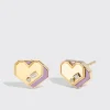 PHOSPHOSIDERITE YELLOW GOLD MINI HEART STUDS>Boochier Online