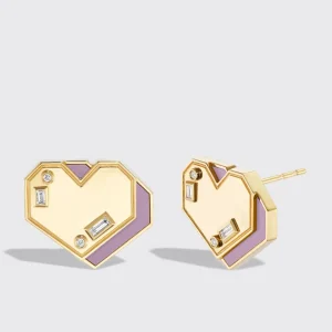 PHOSPHOSIDERITE YELLOW GOLD HEART STUDS>Boochier New