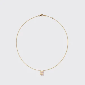 PHOSPHOSIDERITE YELLOW GOLD MINI LETTER NECKLACE>Boochier New