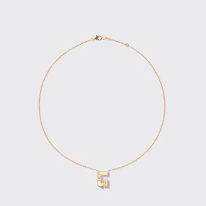 PHOSPHOSIDERITE YELLOW GOLD LETTER NECKLACE>Boochier New