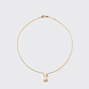 PHOSPHOSIDERITE YELLOW GOLD LETTER NECKLACE>Boochier New