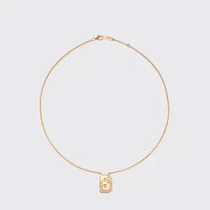 PINK OPAL YELLOW GOLD LETTER NECKLACE>Boochier New