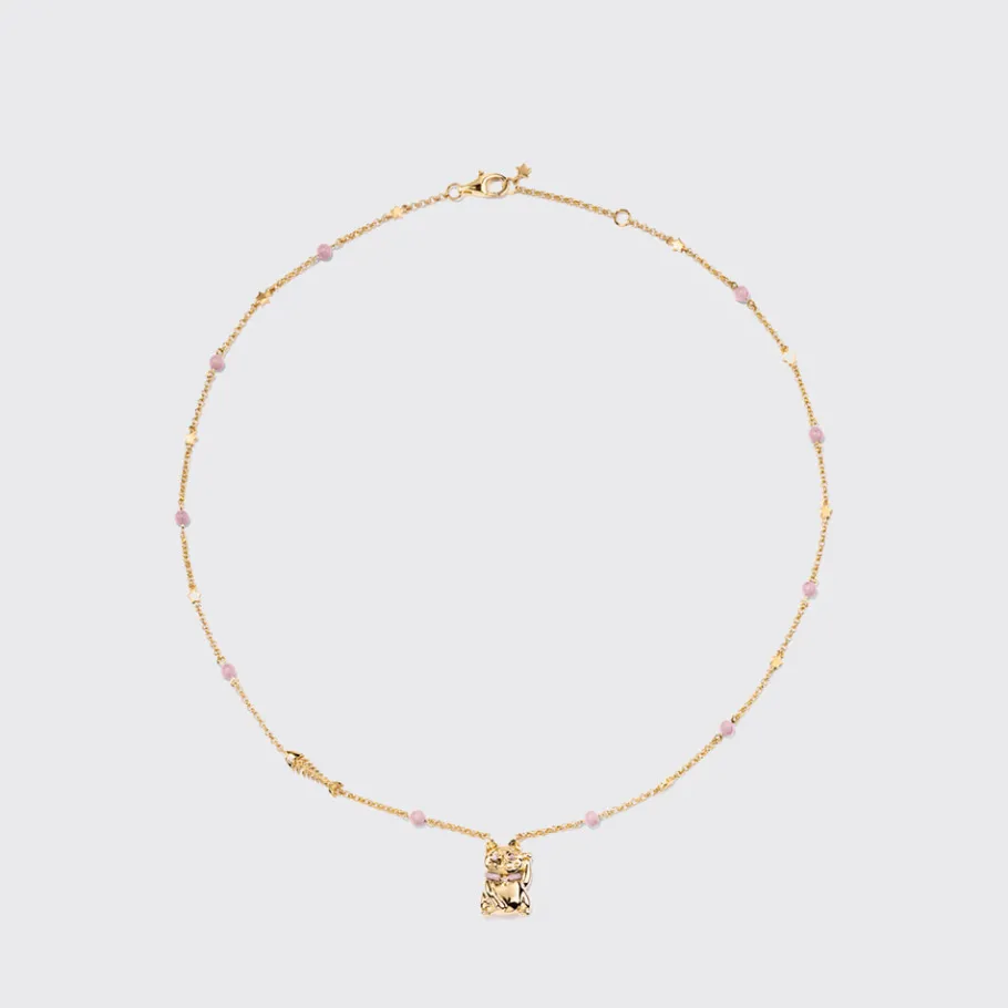 pink_opal_yellow_gold_luc_0.webp PINK OPAL YELLOW GOLD LUCKY CAT DIAMOND NECKLACE>Boochier Discount