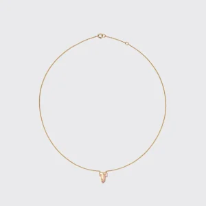 PINK OPAL YELLOW GOLD MINI LETTER NECKLACE>Boochier Best